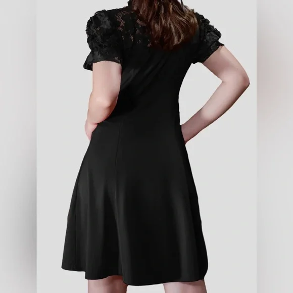 Scarlet darkness Lace Patchwork Hollowed-out Front A-Line Dress NWT - Picture 12 of 12